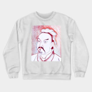 Sun Tzu Portrait | Sun Tzu Artwork | Line Art 3 Crewneck Sweatshirt